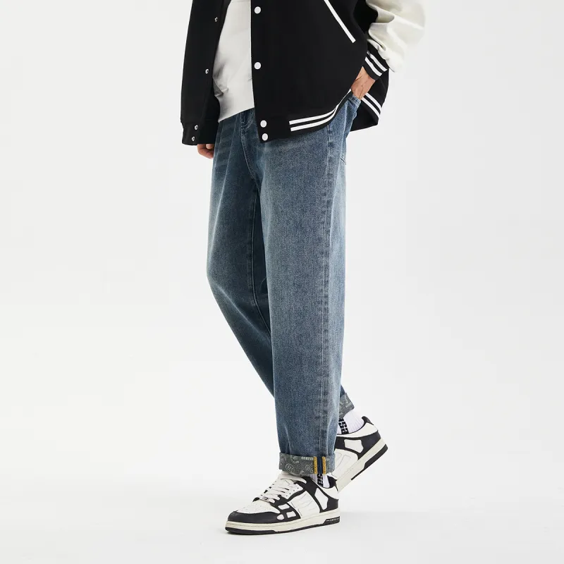 GUKUUL Tapered Pants Jeans Unisex Dark Blue-3