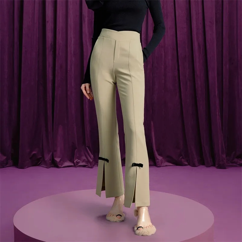 TAMMY TANGS Flared Pants Casual Pants Women's Khaki-2