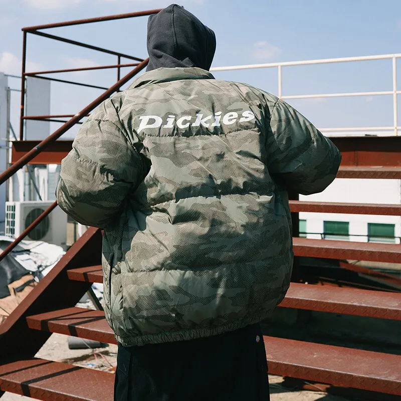 Dickies Letter Camouflage Colorblock Stand Collar Thickened Down Jacket Men's Olive Green-2