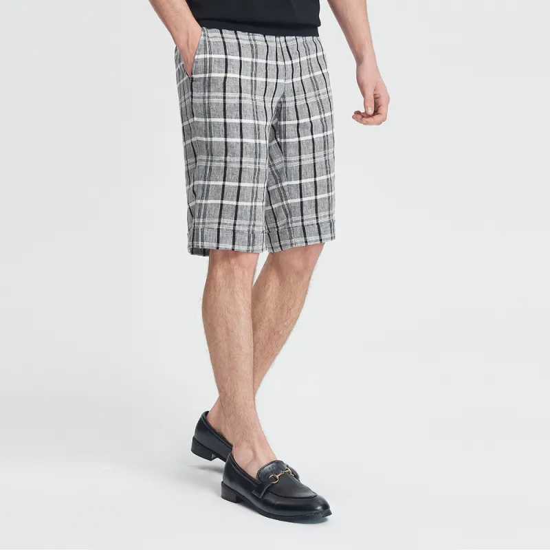 MANGANO Casual Shorts Men Gray Plaid-10