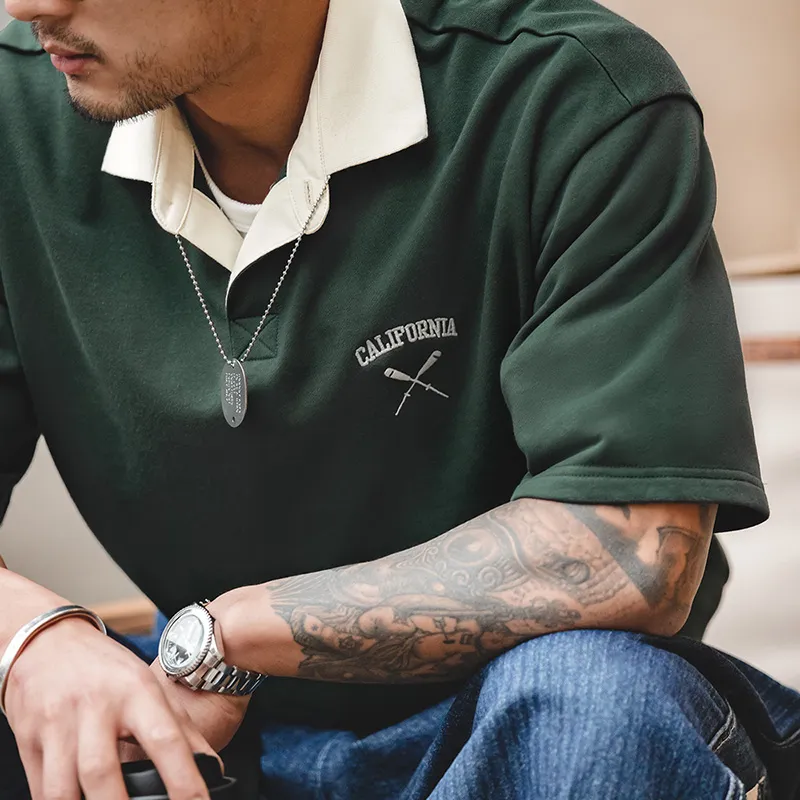 MADEN Polo Shirts Men Dark Green-2