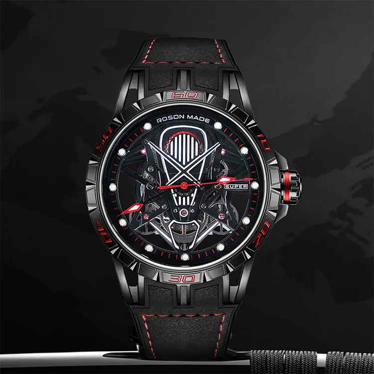 ROSDN Thunder Racing Collection Automatic Mechanical Movement Watch Men's Watches Black Dial G2713-18