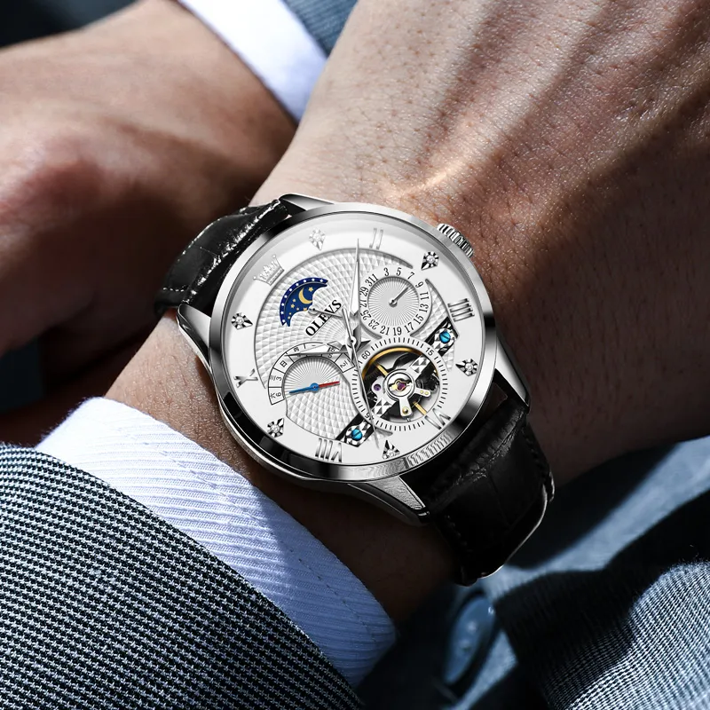 OLEVS Mechanical Movement Watch Men's Watches White Dial-2