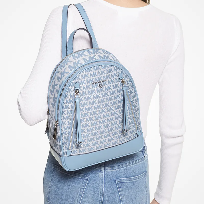 MICHAEL KORS Artificial Leather With Textile Backpack Medium Size Women's Light Blue/Ecru-4