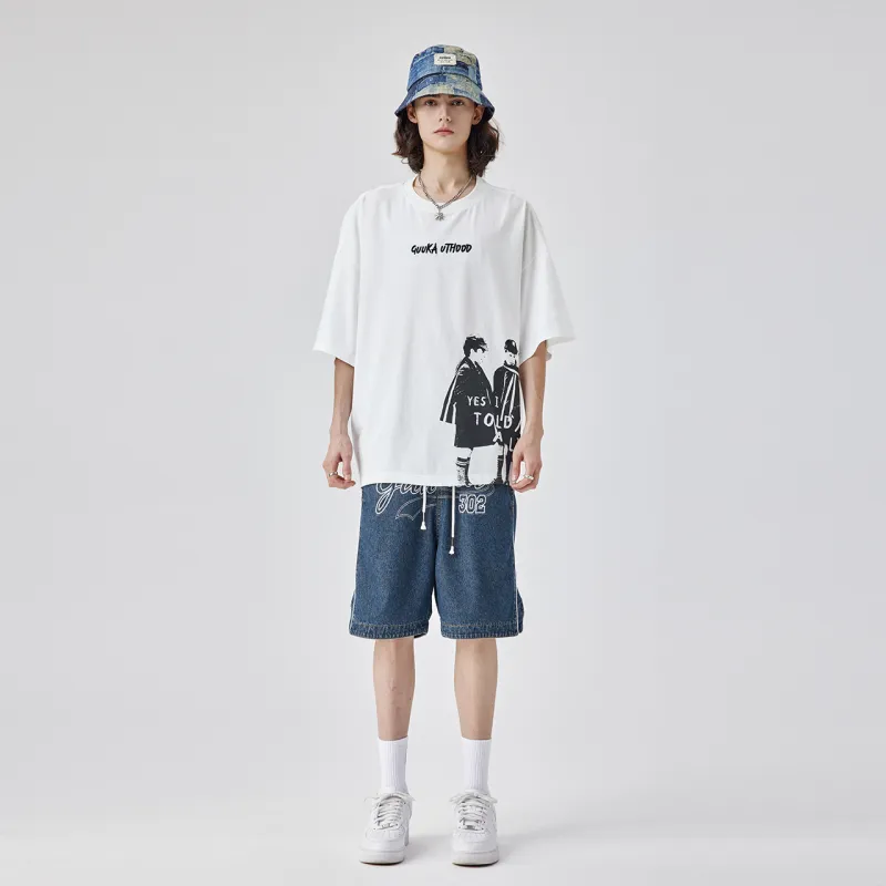Guuka Denim Shorts Men Blue-2
