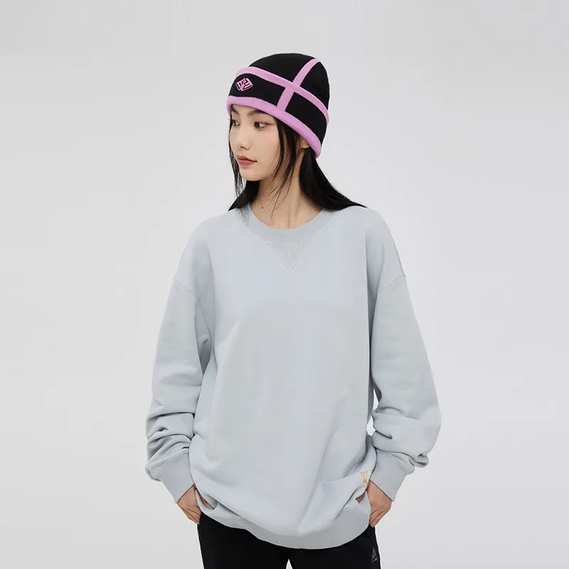 Fun Crew Neck Loose Fit Sweatshirt Unisex Light Gray-5