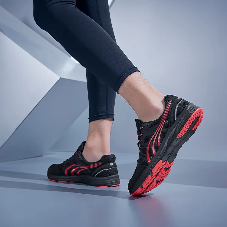 DO WIN Marathon Cushioning Anti Slip Wear Resistant Breathability Low Top Running Shoes Unisex Black Red-5