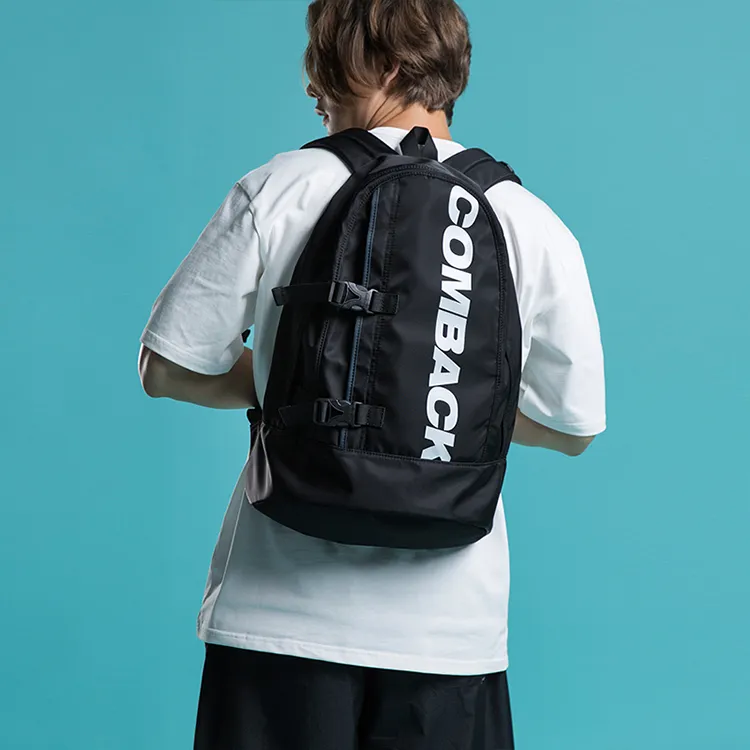 COMBACK Polyamide Backpack Tubas Unisex Black & Gray/Khaki & Blue/Black & Purple Patchwork-3
