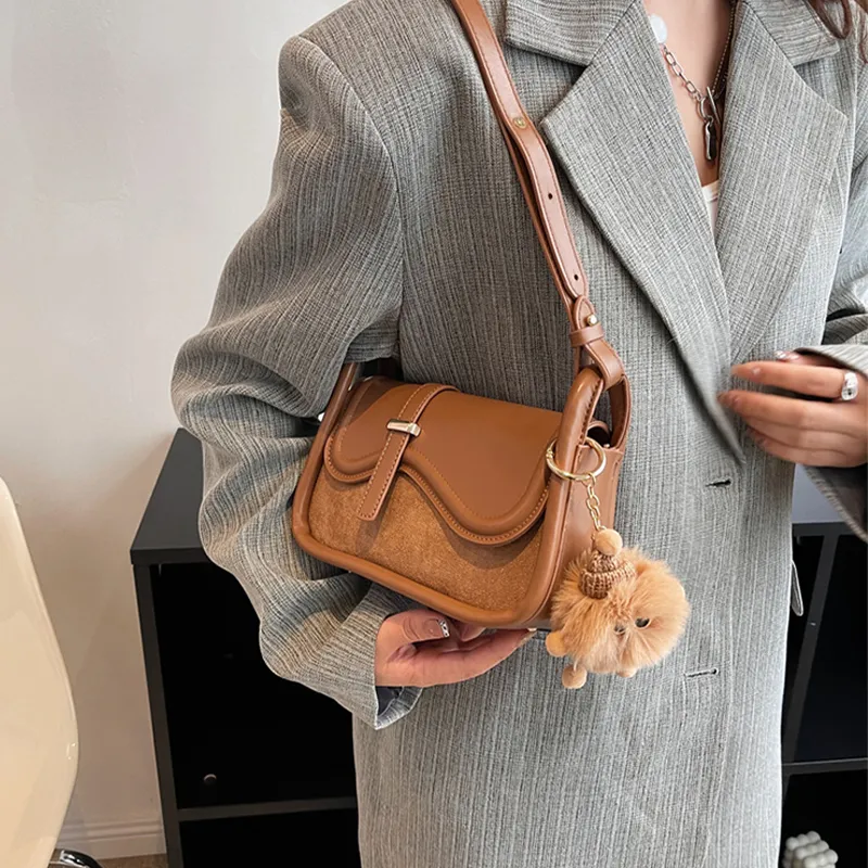 JANE KLAIN PU Saddle Bag, Shoulder Bag, Crossbody Bag Regular Women's White/Khaki/Dark Brown-6