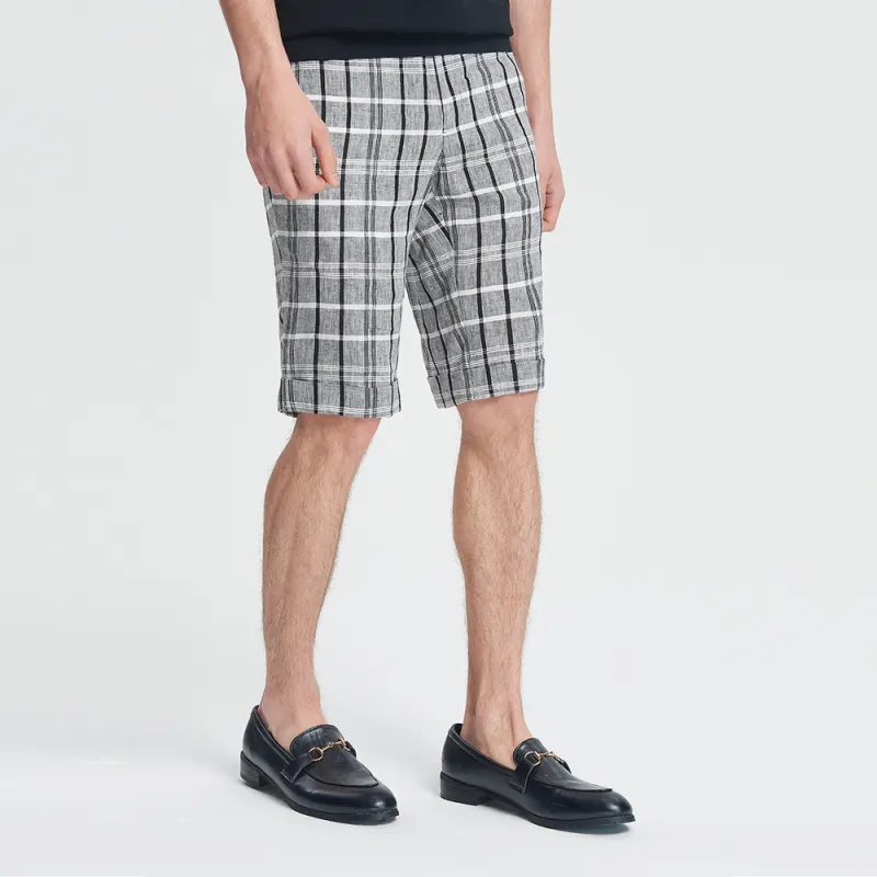 MANGANO Casual Shorts Men Gray Plaid-8