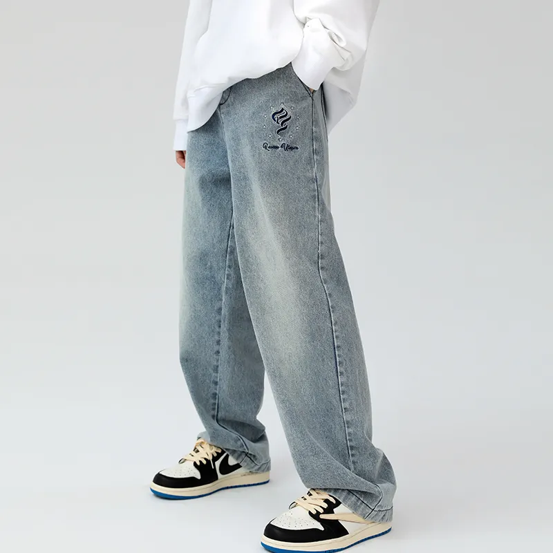 QISENYAR Wide Leg Jeans Women's Blue-6