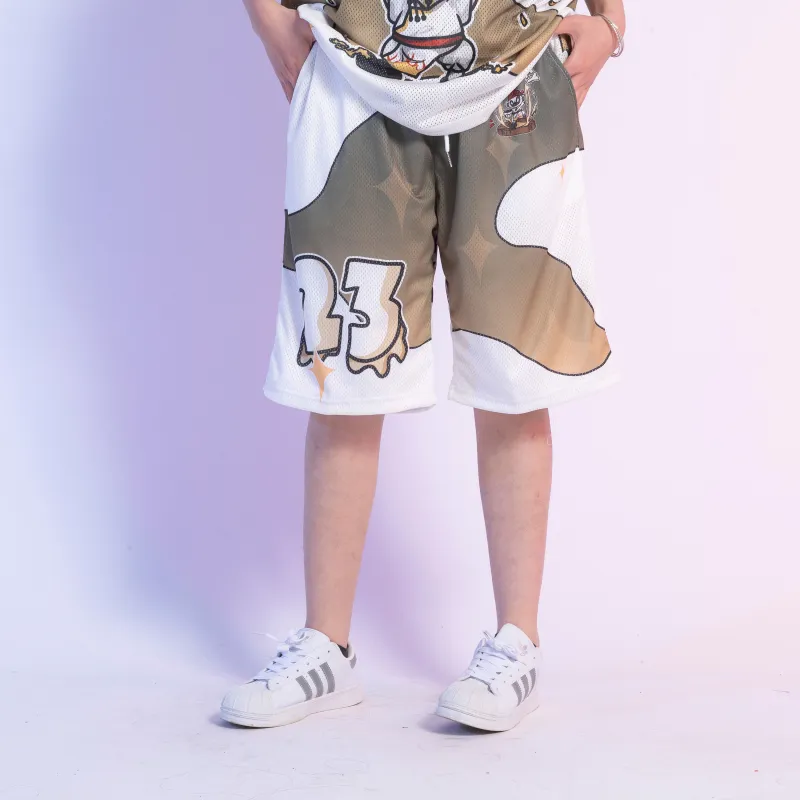 FireMonkey Basketball Shorts Unisex White-2