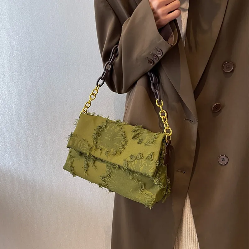 JANE KLAIN Canvas Bag, Small Square Bag, Shoulder Bag, Crossbody Bag Regular Women's Green-1