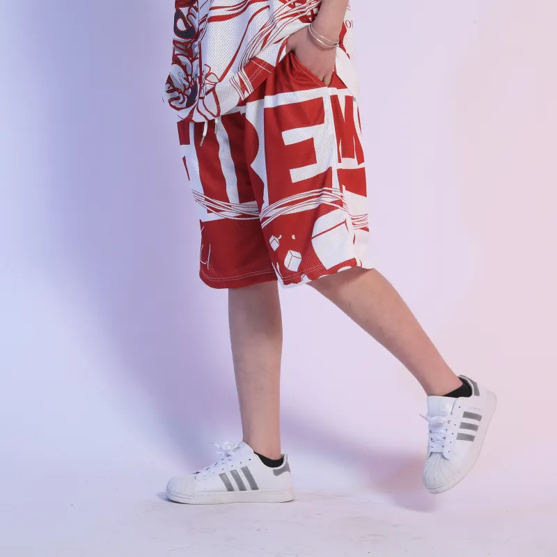 FireMonkey Basketball Shorts Unisex Red-2