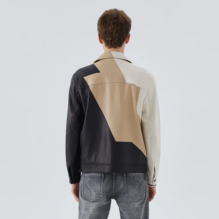 DAVID NAMAN Leather Jackets Coats Men's Khaki-5