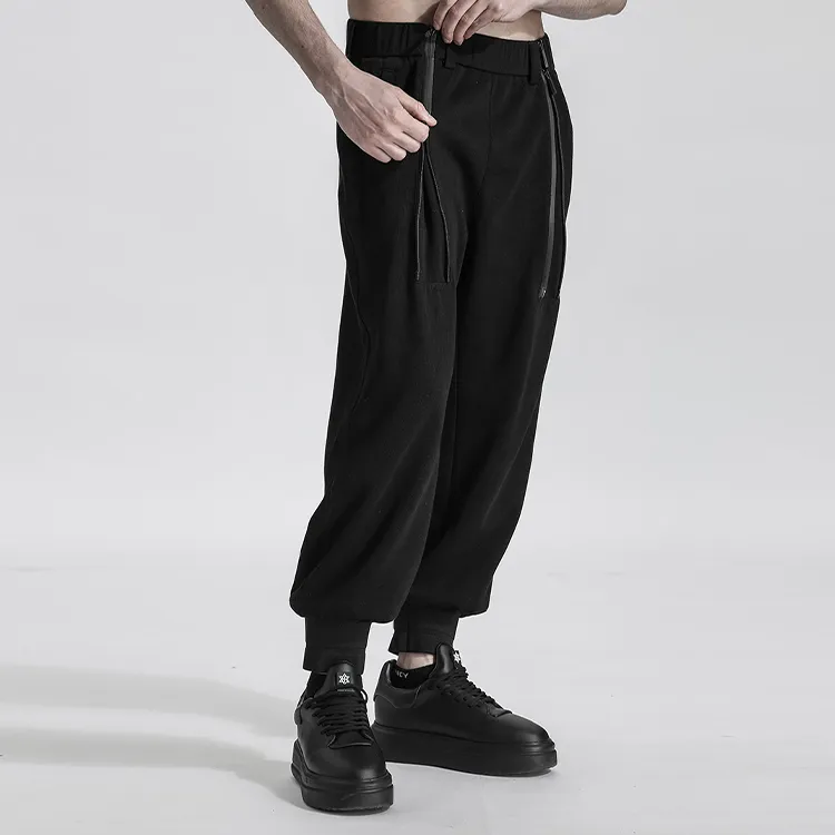 NORVINCY Breathable Elastic Waistband Solid Color Casual Pants Unisex-3