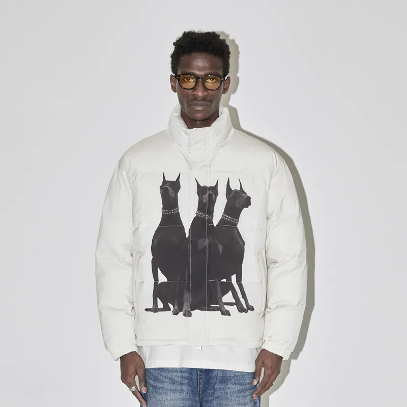 EMPTY REFERENCE Doberman Series Puffer Jacket Unisex Ecru-5