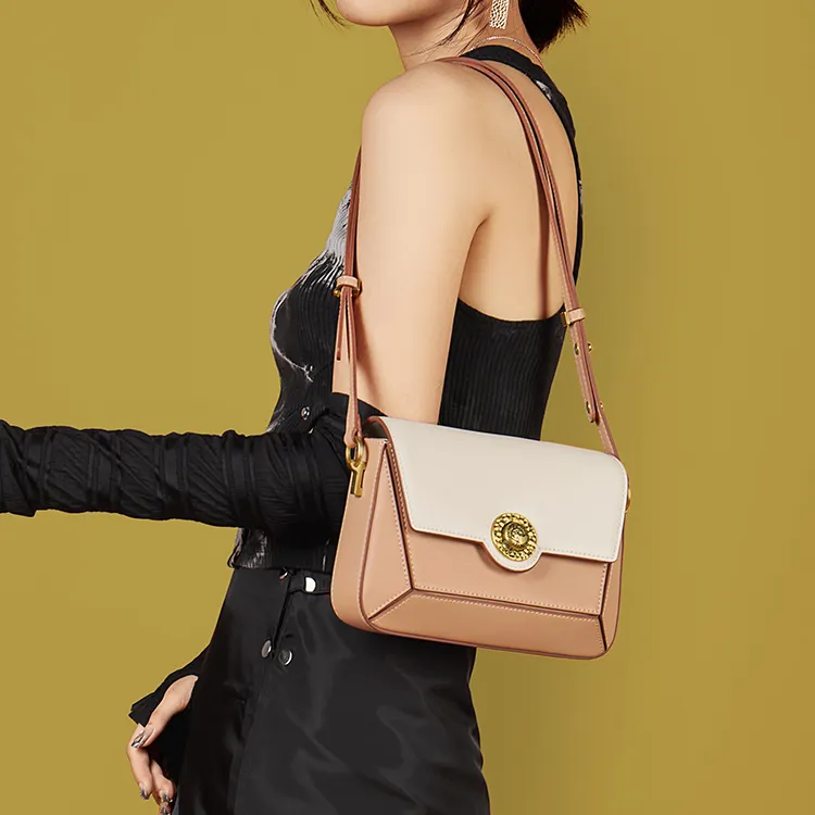 Gong Xuan Cow Leather Shoulder Bag, Crossbody Bag Regular Women's Coconut Cloud Latte-8