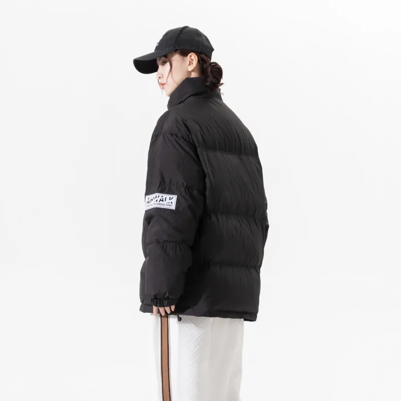 Airwalk Letter Stand Collar Loose Fit Thickened Down Jacket Unisex Black-6