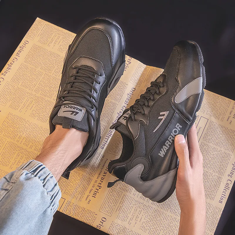 Warrior Shock Absorbing, Non Slip, Wear Resistant, Breathable And Lightweight Low Top Casual Shoes Men's Black Gray-4