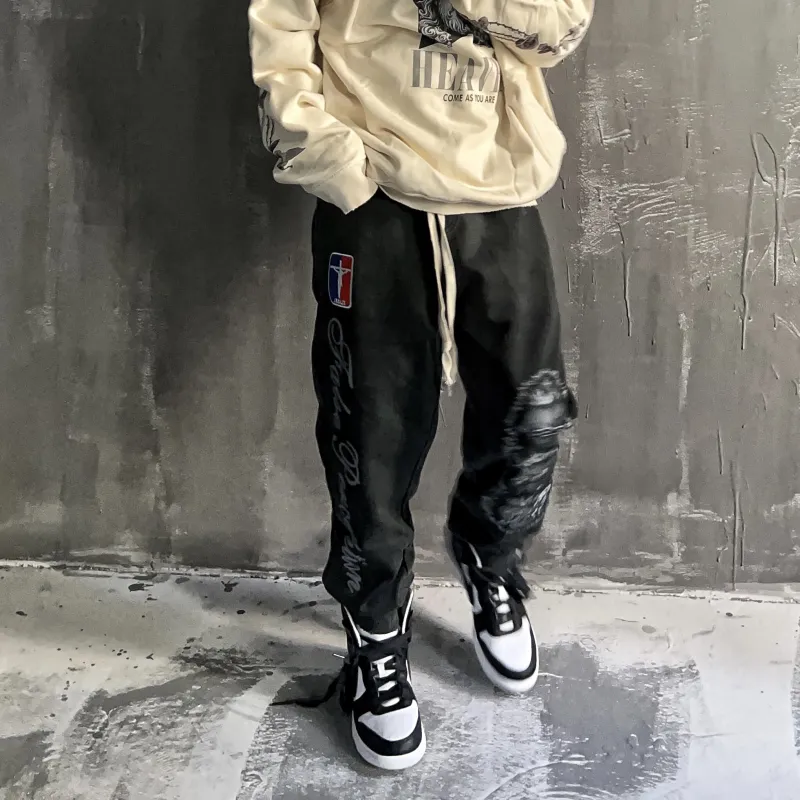 False Perception Sweatpants Unisex Washed Black-2