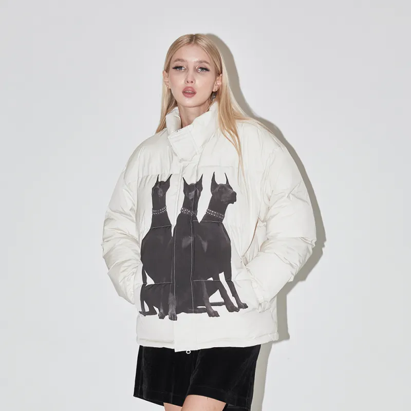 EMPTY REFERENCE Doberman Series Puffer Jacket Unisex Ecru-8