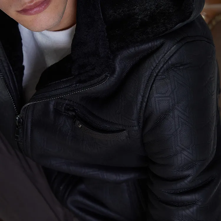 DAVID NAMAN Leather Jackets Men Black-7