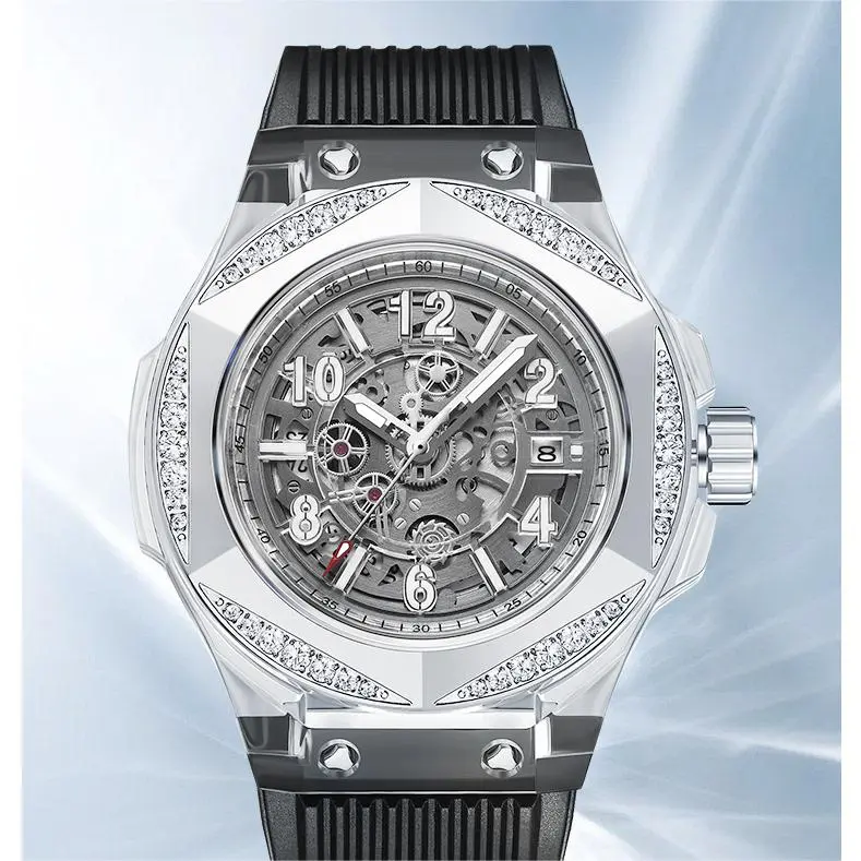 HANBORO Automatic Mechanical Movement Watch Unisex Cut-Out Dial HBR996.2-BH-2