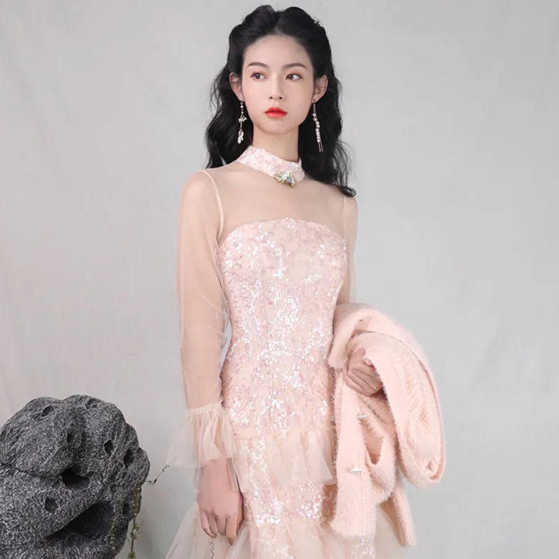 JINYE ORIENTAL Long Sleeved Dresses Women's Orange Pink-2