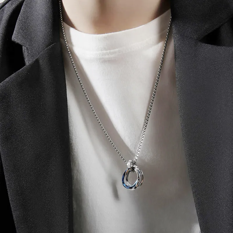 JUICY GRAPE Individual Three Loop Minimalist Style Versatile Collarbone Chain Necklaces Men's-3