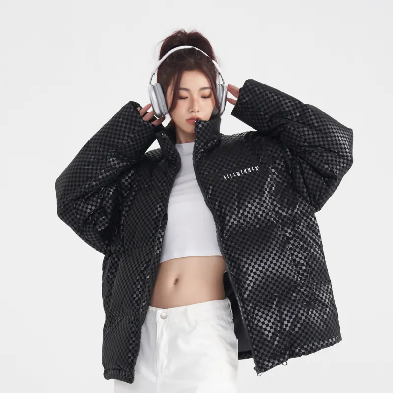KILLWINNER Letter Stand Collar Loose Fit Thickened Down Jacket Unisex-2