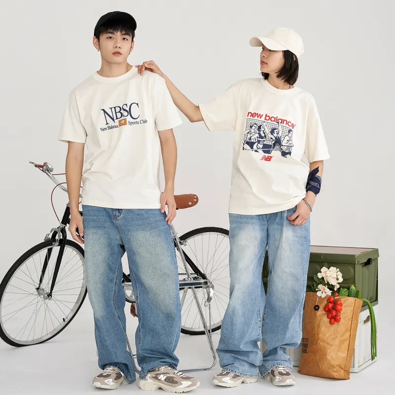 New Balance Drop Shoulder Sleeve T Shirt Men's White-5