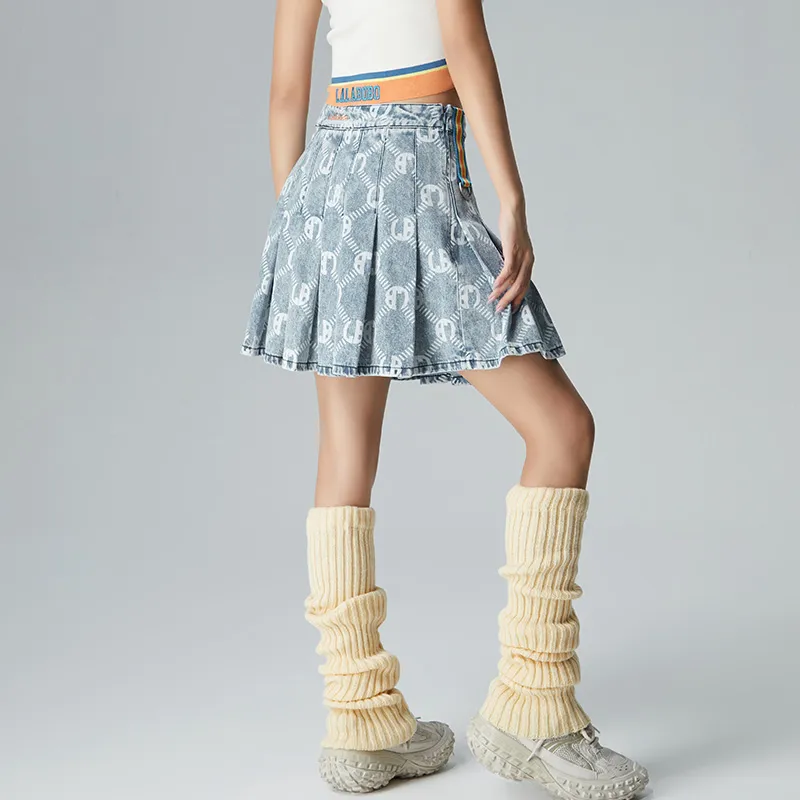 LALABOBO Casual Short Skirts Women's Light Blue White-5