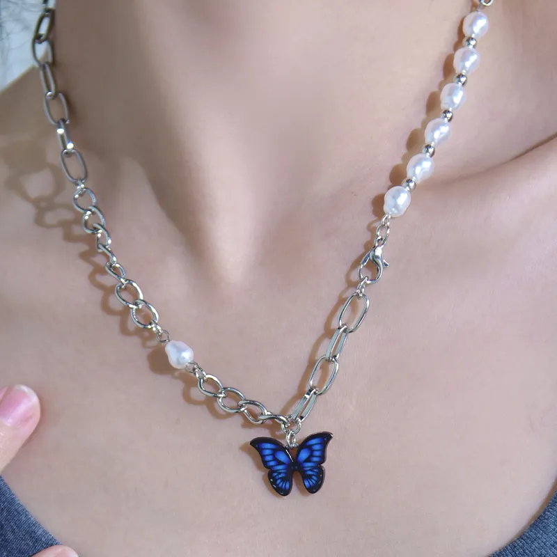 MOVER Necklaces Women's Blue Tail Butterfly Necklace-3