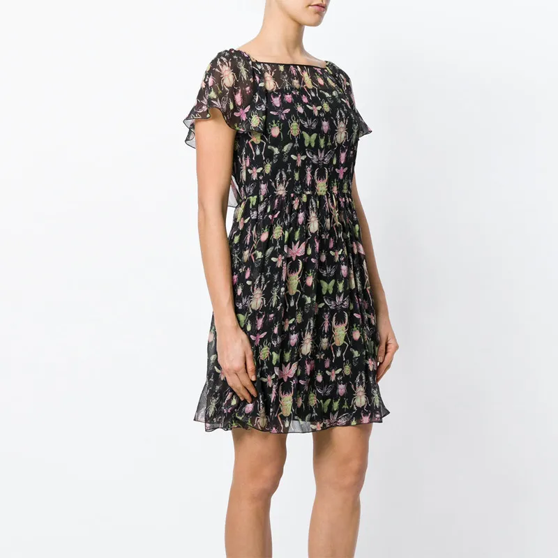 RED VALENTINO Short Sleeved Dresses Women's Black-4