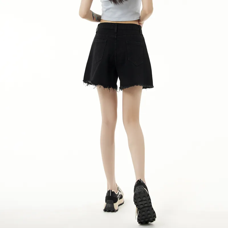 QYPRF Denim Shorts Women's Black-4