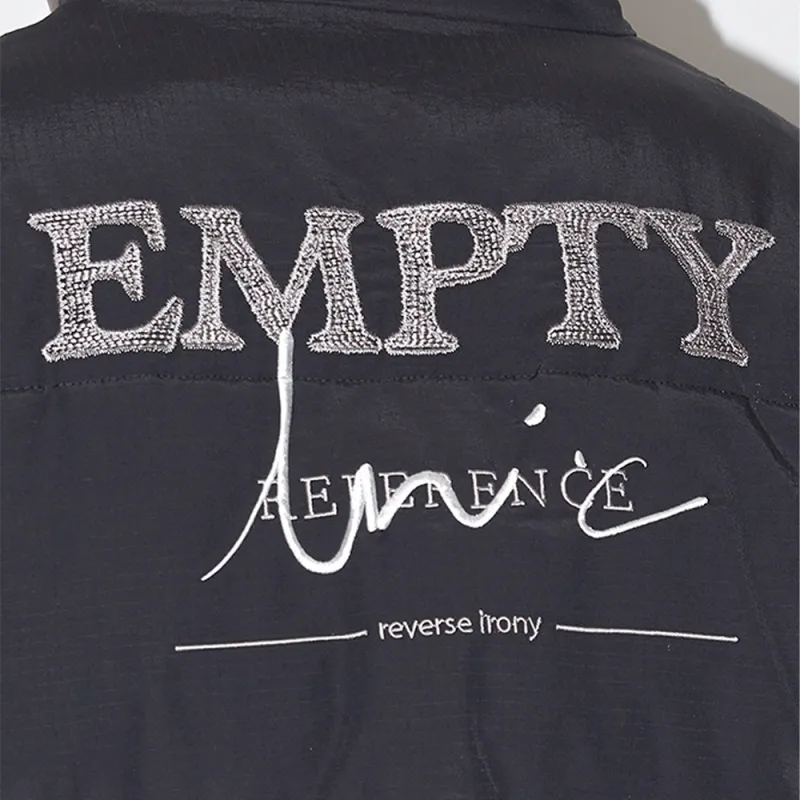 EMPTY REFERENCE Letter Stand Collar Loose Fit Puffer Jacket Unisex Black-5