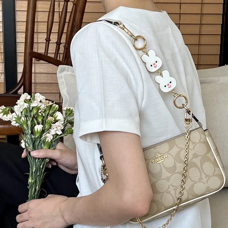 Luxury Care Artisan Workshop Metal Shoulder Strap Extended Length Short Chain Bag Strap Women's Gold Tone-1