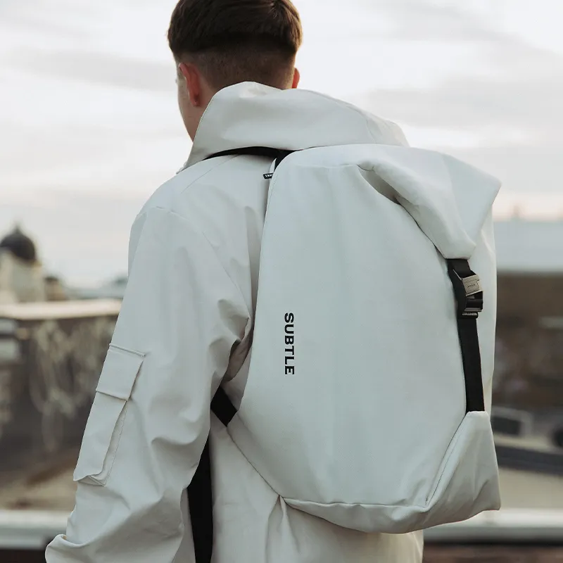Subtle Fabric Cycling Bag Backpack Fanny Pack Regular Unisex Black/White-14
