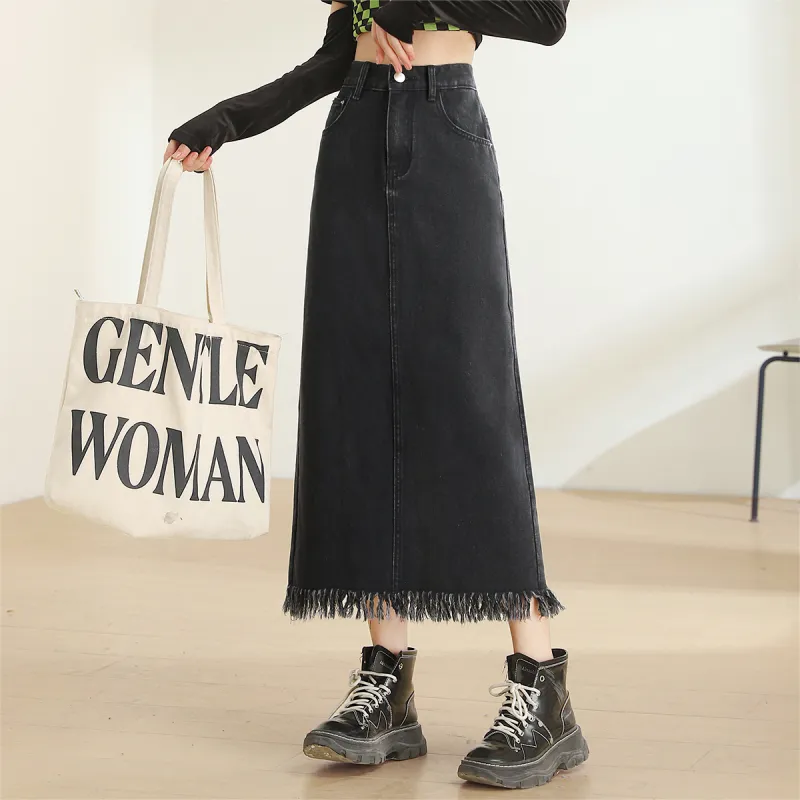 MITUAN Denim Long Skirts Women's-9