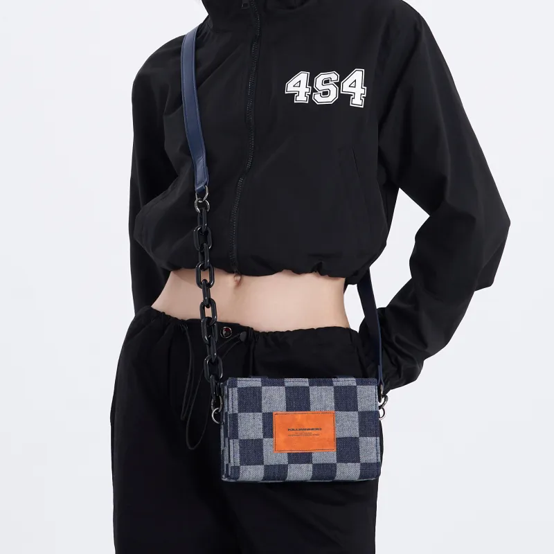 KILLWINNER Denim Small Square Bag Box Shoulder Bag Crossbody Bag Unisex Blue-5