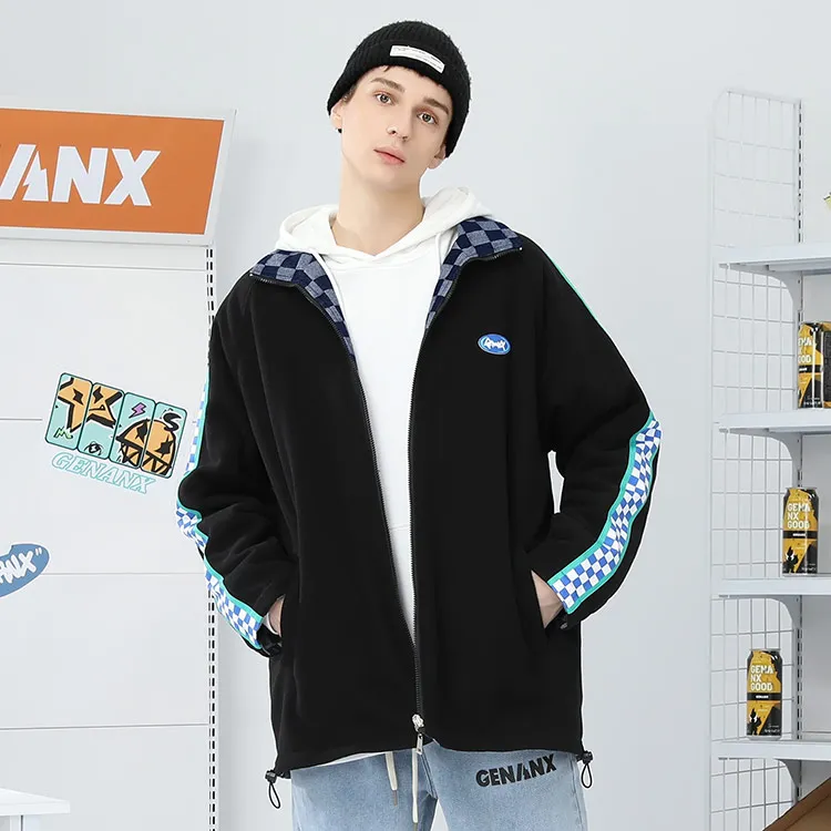 GENANX Plaid Lapel Loose Fit Puffer Jacket Unisex-6