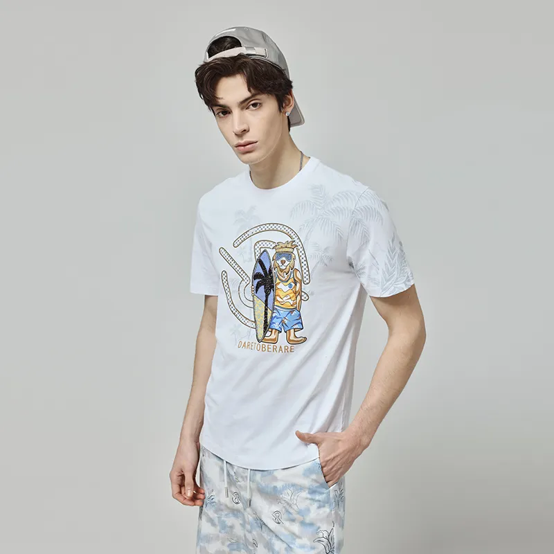 RARE Crew Neck Short Sleeved T Shirts Men's White-4