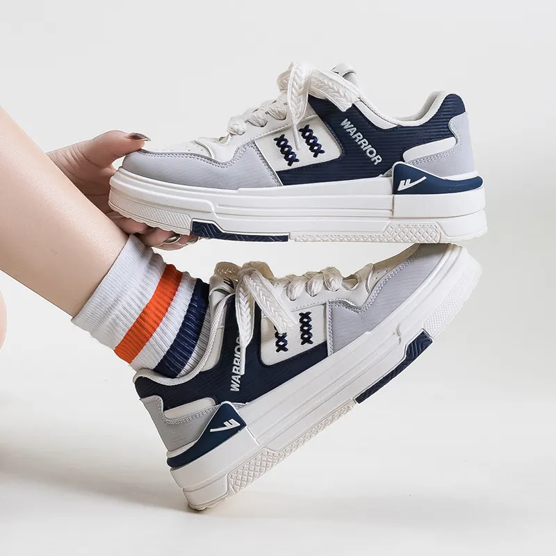 Warrior Skateboard Shoes Women's Beige Dark Blue Gray-5