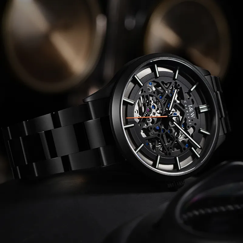 I&W CARNIVAL HWGUOJI Black Panther Collection Automatic Mechanical Movement Watch Men's Watches Black Dial-7