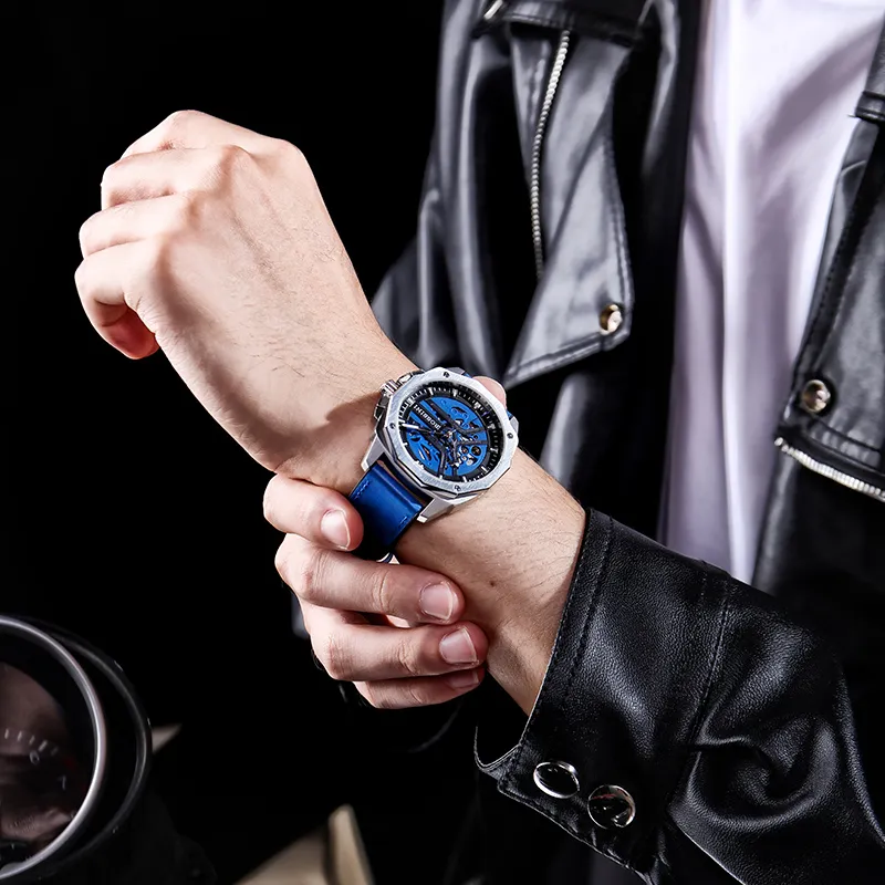 ROSSINI Medallion Collection Mechanical Movement Silicone Strap Watch Men's Watches Red Watch Dial 5210057-2