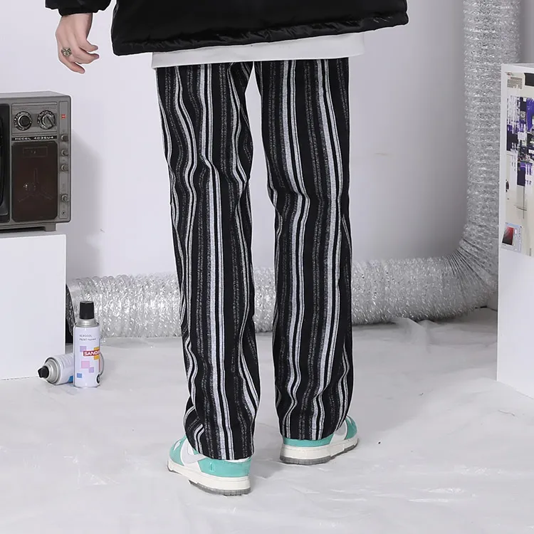 TVX Casual Pants Unisex Black Gray Stripes-2