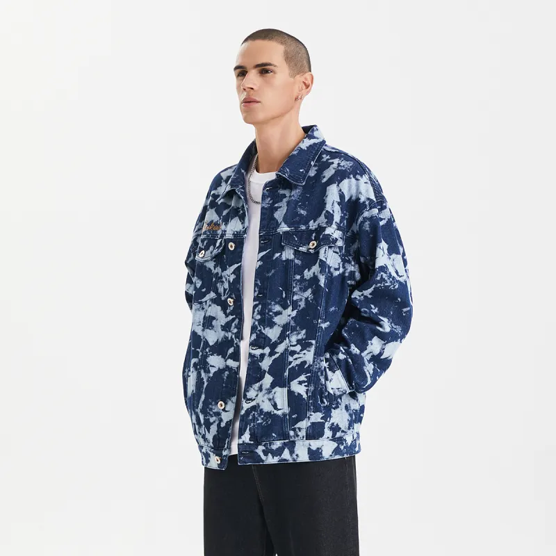 GUKUUL Loose Fit Denim Jacket Fall Unisex Dark Blue-4