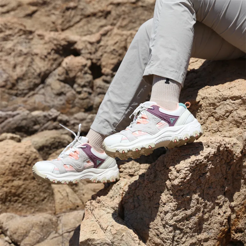 HUMTTO Cushioning Anti Slip And Wear Resistant Low Top Hiking/Trekking Shoes Women's Ecru Smoke Pink-7