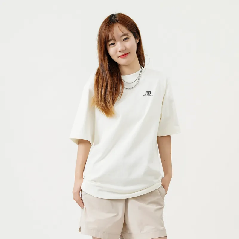 New Balance Drop Shoulder Sleeve T Shirt Unisex White-9